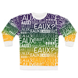 EAUX- WHITE ON MARDI GRAS AOP UNISEX SWEATSHIRT