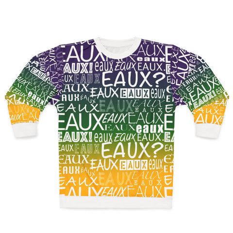 EAUX- WHITE ON MARDI GRAS AOP UNISEX SWEATSHIRT