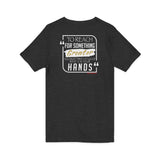REACH FOR SOMETHING WHITE GOLD UNISEX V-NECK T-SHIRTS