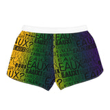 EAUX - BLACK ON MARDI GRAS  WOMEN'S CASUAL SHORTS