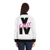 V EAUX IV - BLACK W/ PINK EAUX AOP WOMAN'S BOMBER JACKET