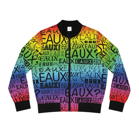 EAUX BLACK ON RAINBOW AOP WOMEN'S BOMBER JACKET