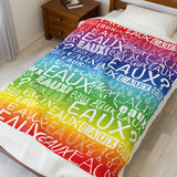EAUX WHITE ON RAINBOW  PLUSH BLANKET