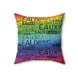 EAUX - BLACK ON RAINBOW THROW PILLOW