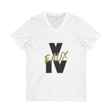 V EAUX IV- BLACK W/ GOLD EAUX UNISEX V- NECK T-SHIRT