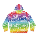 EAUX WHITE ON RAINBOW AOP ZIP HOODIE