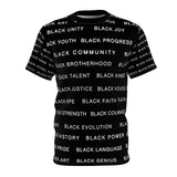 BLACK MAGIC WHITE LETTERS AOP UNISEX T-SHIRT