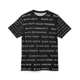 BLACK MAGIC WHITE LETTERS AOP UNISEX T-SHIRT