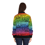 EAUX BLACK ON RAINBOW AOP WOMEN'S BOMBER JACKET