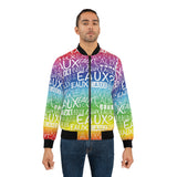 EAUX WHITE ON RAINBOW AOP MEN'S BOMBER JACKET