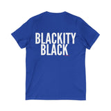 BLACKITY BLACK - WHITE UNISEX V-NECK T-SHIRT