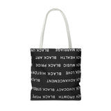 BLACK MAGIC WHITE LETTERS TOTE BAG