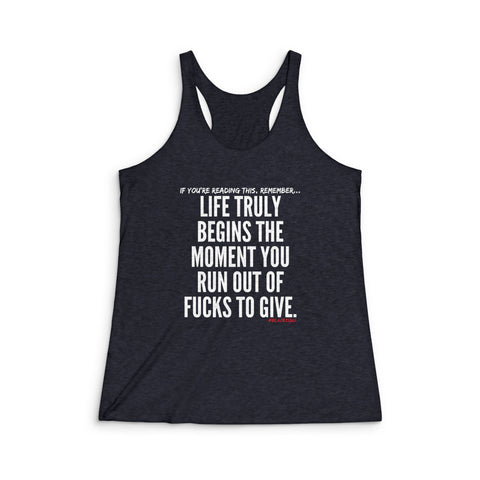 LIFE TRULY BEGINS RACERBACK TANK TOP