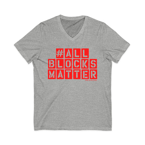 ALLBLOCKSMATTER_Red UNISEX V-NECK T-SHIRT