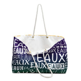 EAUX- WHITE ON MARDI GRAS  WEEKENDER BAG