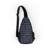 BLACK MAGIC WHITE LETTERS SLING BAG