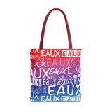 EAUX WHITE ON RAINBOW TOTE BAG
