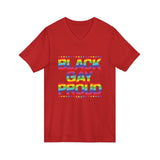 BLACK GAY PROUD UNISEX V-NECK T-SHIRTS