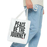 PEACE BE THE JOURNEY BLACK TOTE BAG