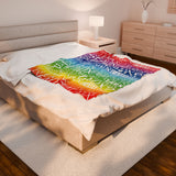 EAUX WHITE ON RAINBOW  PLUSH BLANKET