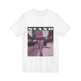 STAND - WHITE UNISEX V-NECK T-SHIRT