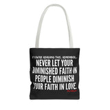 DIMINISHED FAITH TOTE BAG