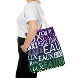 EAUX- WHITE ON MARDI GRAS TOTE BAG
