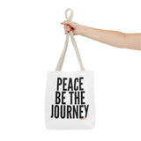 PEACE BE THE JOURNEY BLACK TOTE BAG