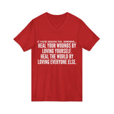 HEAL YOUR WOUNDS UNISEX V-NECK T-SHIRT