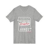 REACH FOR SOMETHING - WHITE RED UNISEX V-NECK T-SHIRT
