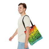 EAUX - BLACK ON RAINBOW TOTE BAG