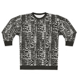 Trendy Unisex Sweatshirt with Abstract Text Design, Cozy Streetwear, Perfect for Casual Outings, Gift for Art Lovers, Graphic Pullover