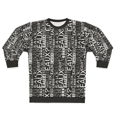 Trendy Unisex Sweatshirt with Abstract Text Design, Cozy Streetwear, Perfect for Casual Outings, Gift for Art Lovers, Graphic Pullover