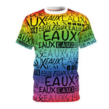 EAUX BLACK ON RAINBOW AOP UNISEX T-SHIRT