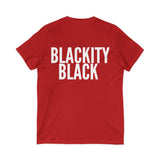 BLACKITY BLACK - WHITE UNISEX V-NECK T-SHIRT