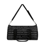 BLACK MAGIC WHITE LETTERS DUFFEL BAG