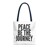 PEACE BE THE JOURNEY BLACK TOTE BAG