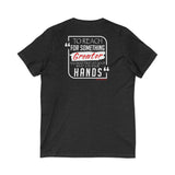 REACH FOR SOMETHING - WHITE RED UNISEX V-NECK T-SHIRT