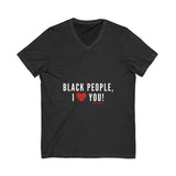 BLACKITY BLACK - WHITE UNISEX V-NECK T-SHIRT
