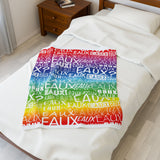 EAUX WHITE ON RAINBOW  PLUSH BLANKET