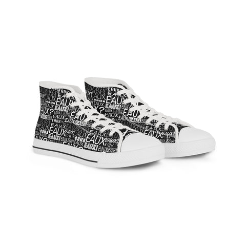 EAUX WHITE HI-TOP SNEAKERS-WHITE SOLE