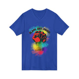 BLACK GAY PROUD FIST UNISEX V-NECK T-SHIRTS