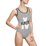 V EAUX IV - WHITE W/ BLACK EAUX 1 PIECE SWIM SUIT