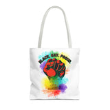 BLACK GAY PROUD FIST TOTE BAG