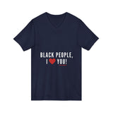 BLACKITY BLACK - WHITE UNISEX V-NECK T-SHIRT