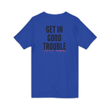 GET IN GOOD TROUBLE - BLACK UNISEX V-NECK T-SHIRT