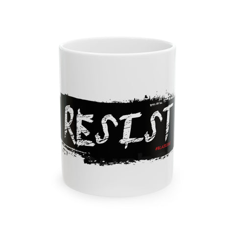 RESIST - BLACK CERAMIC MUG - WHITE 15OZ