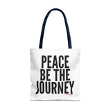 PEACE BE THE JOURNEY BLACK TOTE BAG