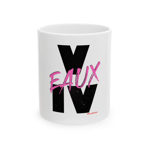 V EAUX IV - BLACK W/ PINK EAUX CERAMIC MUG - WHITE 15OZ