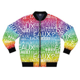 EAUX WHITE ON RAINBOW AOP MEN'S BOMBER JACKET